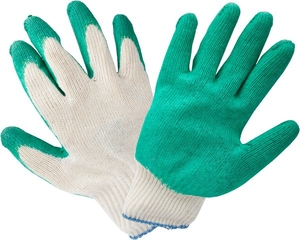 Перчатки зеленые, одинарный облив